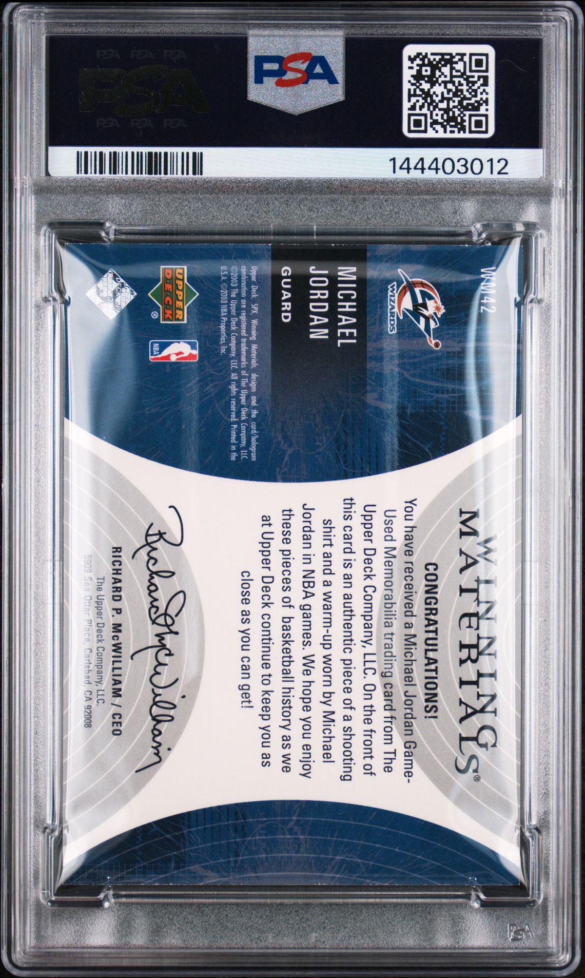 2003 Spx Winning Materials Michael Jordan #Wm42 (Dual Jersey) Nm-Mt 8 back