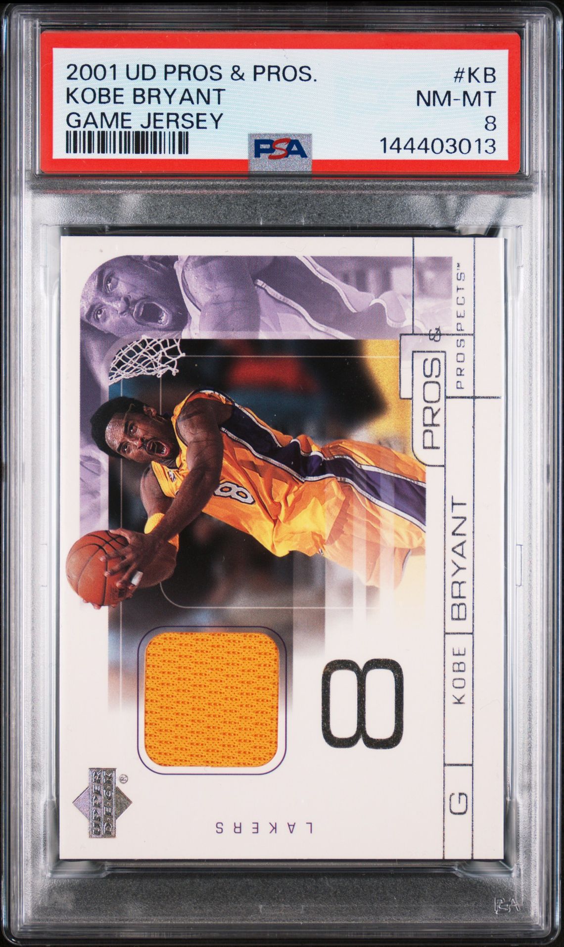 2001 Upper Deck Pros & Prospects Game Jersey Kobe Bryant #Kb (Game Jersey) Nm-Mt 8 front