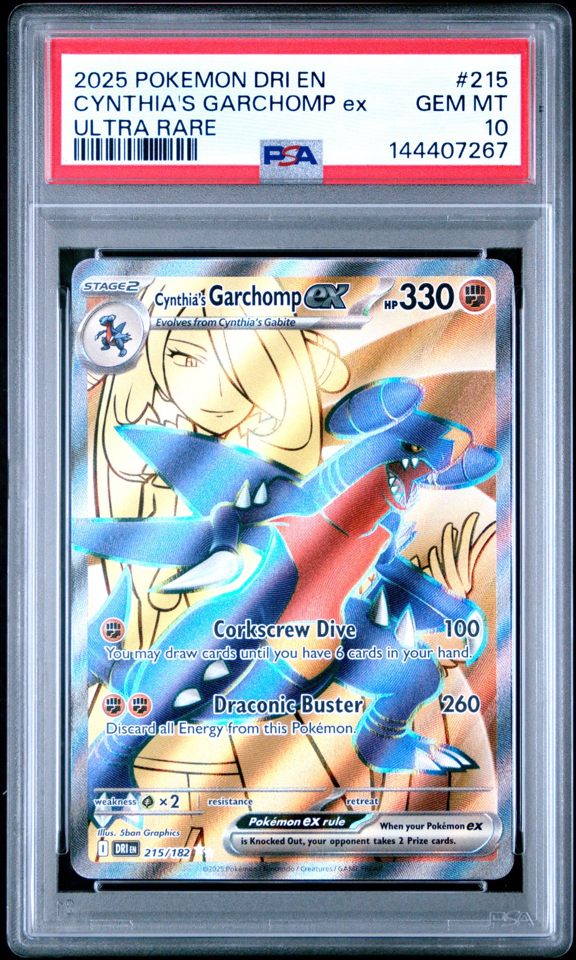 2025 Pokemon POKEMON DRI EN-DESTINED RIVALS ULTRA RARE #215 Cynthia's Garchomp EX front