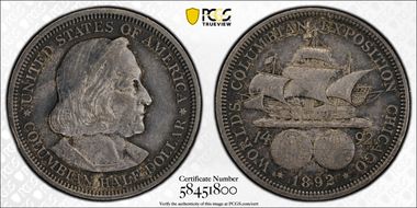 1892 50C Columbian AU53
