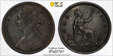 1867 1D S-3954 AU55BN