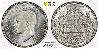 1944 50C Wide Date Far 4 MS63