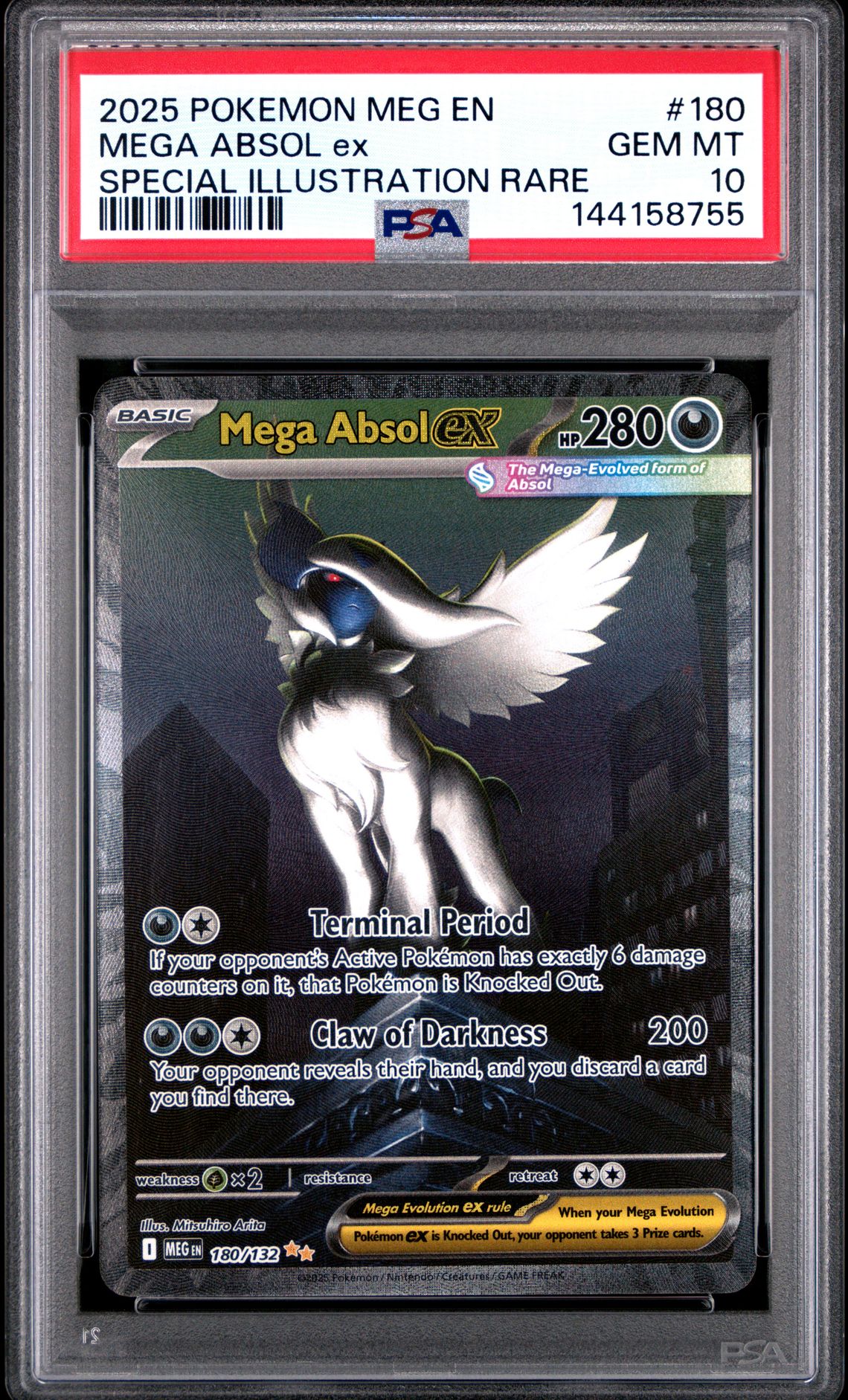 2025 Pokemon POKEMON MEG EN-MEGA EVOLUTION SPECIAL ILLUSTRATION RARE #180 Mega Absol Ex front