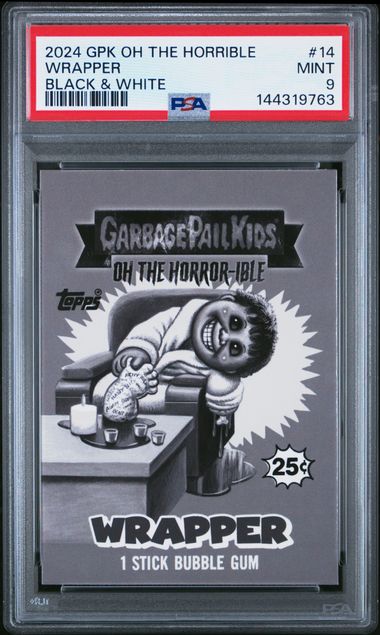 2024 Garbage Pail Kids GARBAGE PAIL KIDS OH THE HORROR-IBLE BLACK & WHITE #14 Wrapper front