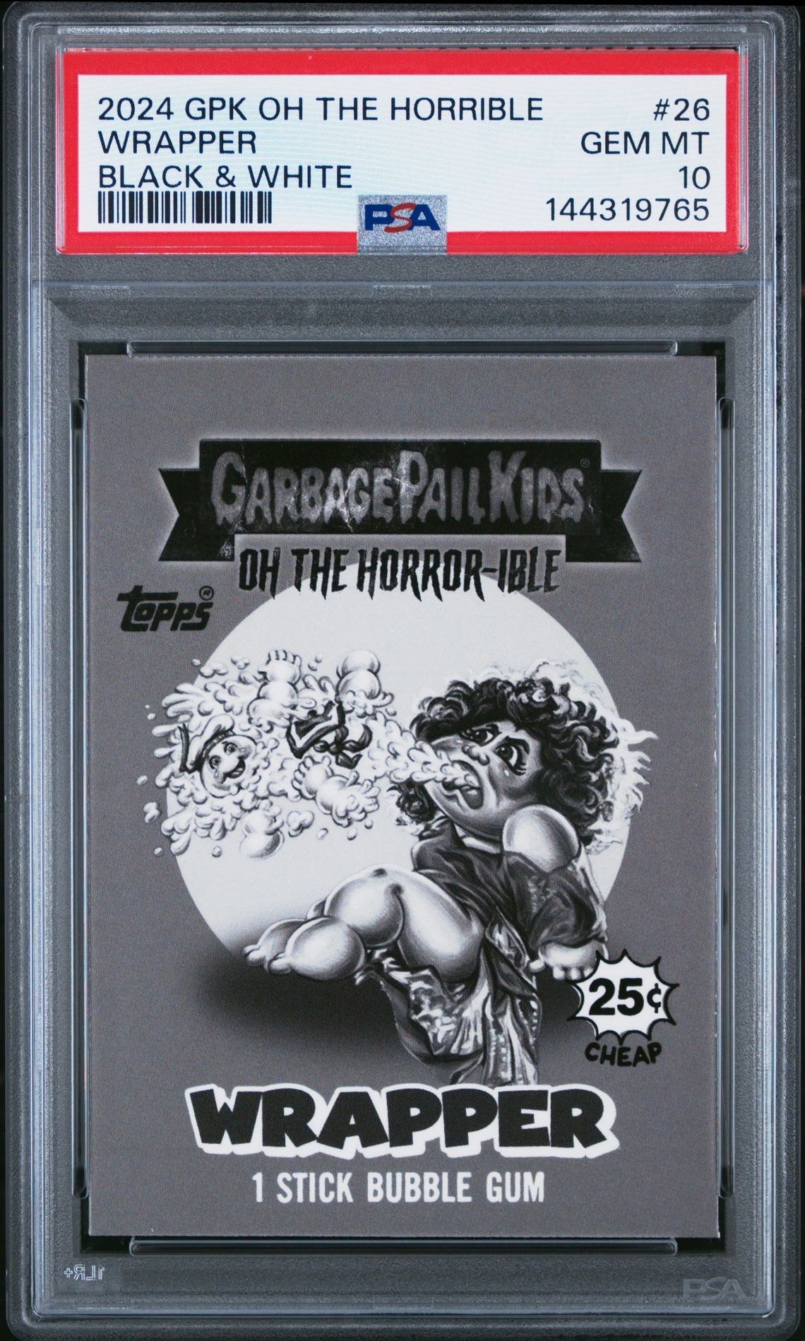 2024 Garbage Pail Kids GARBAGE PAIL KIDS OH THE HORROR-IBLE BLACK & WHITE #26 Wrapper front