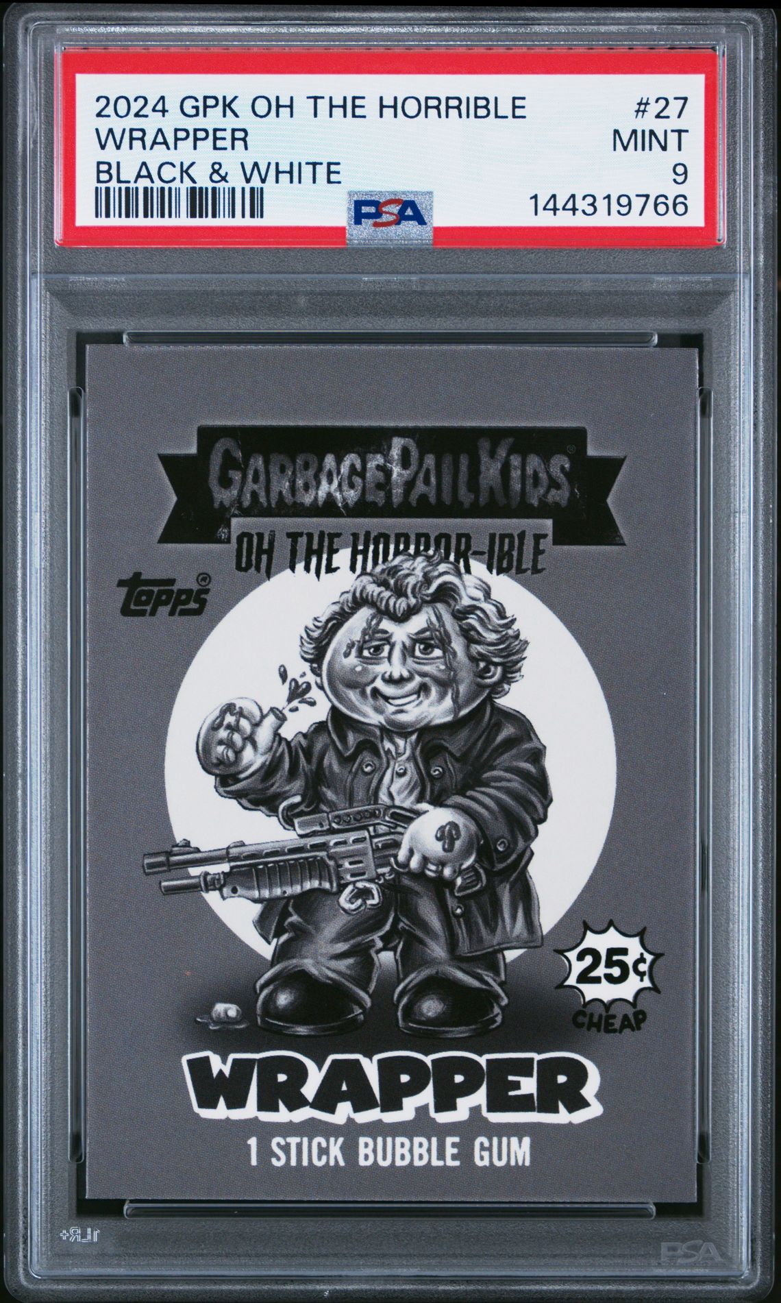 2024 Garbage Pail Kids GARBAGE PAIL KIDS OH THE HORROR-IBLE BLACK & WHITE #27 Wrapper front