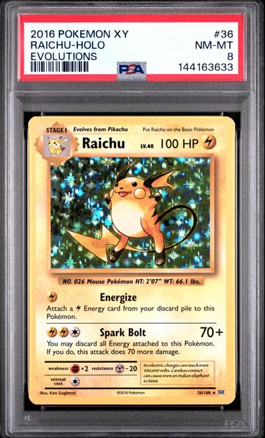 2016 Pokemon Xy Evolutions Holo #36 Raichu front