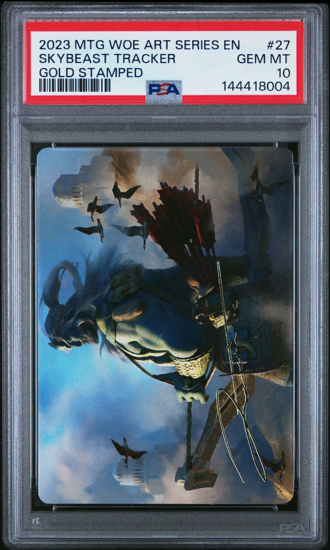 2023 MTG MAGIC THE GATHERING WILDS OF ELDRAINE ART SERIES GOLD STAMPED #27 Skybeast Tracker front