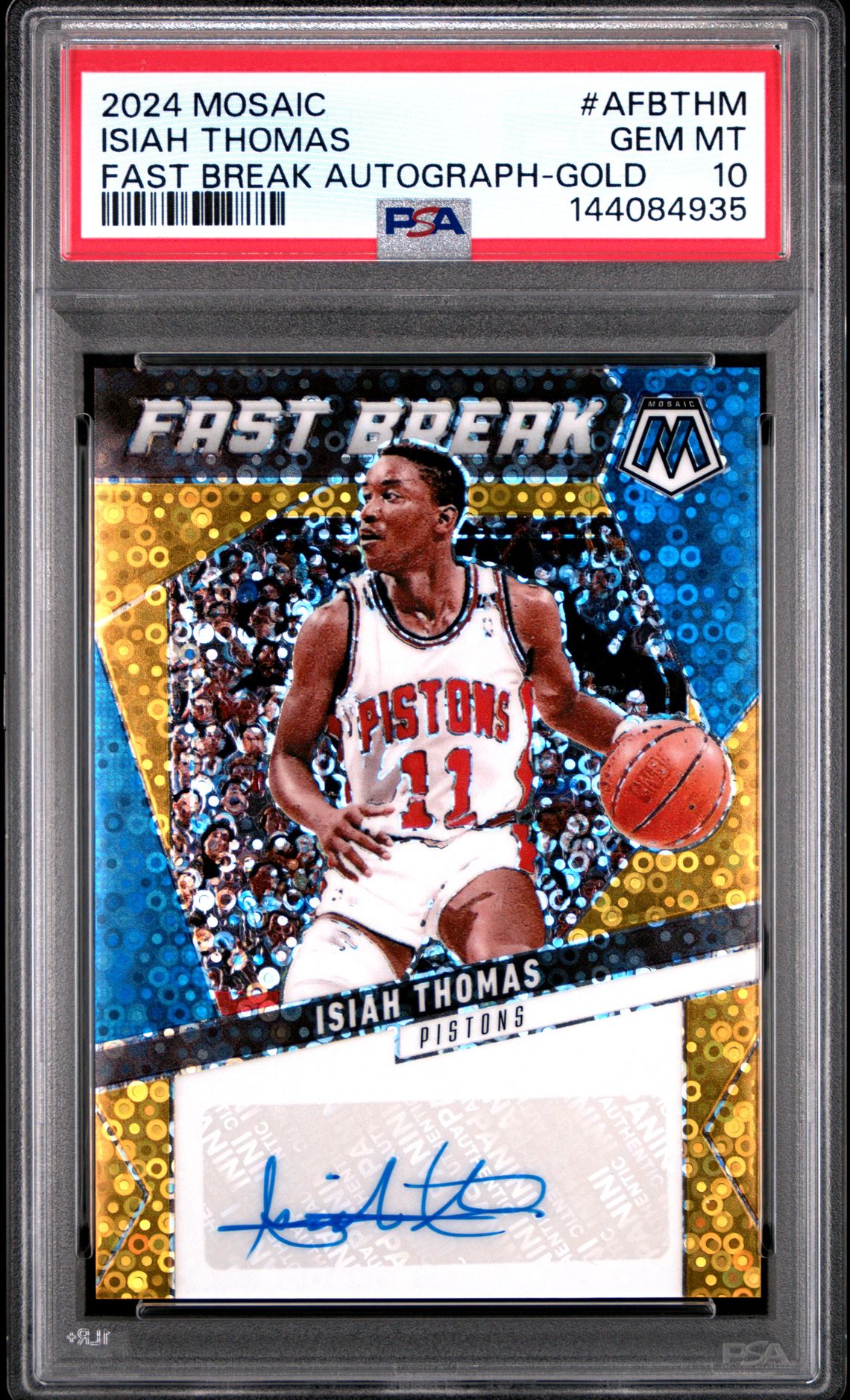 2024 Panini PANINI MOSAIC FAST BREAK AUTOGRAPHS GOLD #AFBTHM Isiah Thomas front