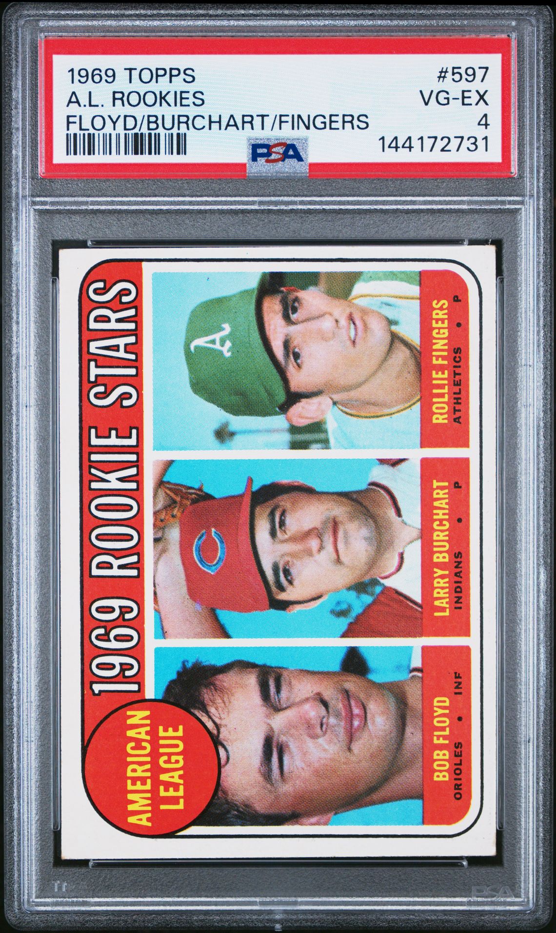 1969 Topps TOPPS FLOYD/BURCHART/FINGERS #597 A.L. Rookies front