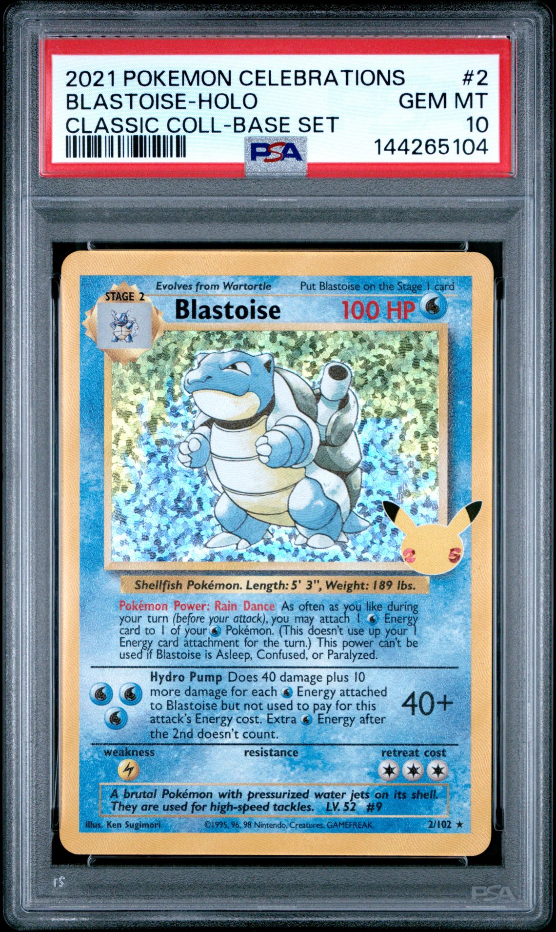 2021 Pokemon Celebrations Classic Collection Base #2 Blastoise-Holo front