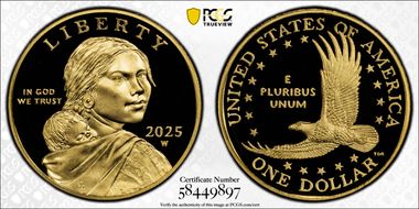 2025-W SAC$1 25th Anniversary .9999 Au PR70DCAM
