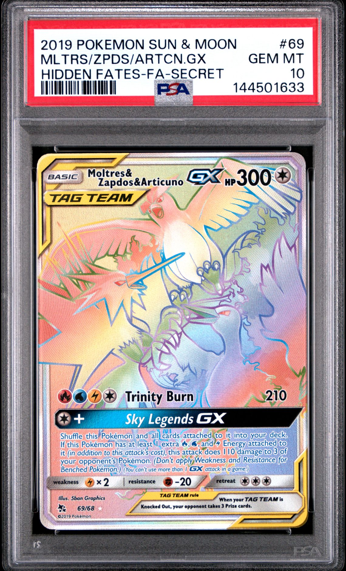 2019 Pokemon POKEMON SUN & MOON HIDDEN FATES GX #69 Mltrs/Zpds/Artcn.Gx front