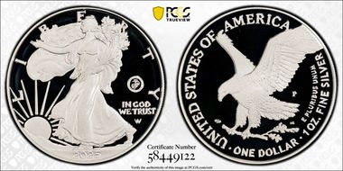2025-P $1 Silver Eagle w/ US Marine Corps Privy 250th Anniversary PR70DCAM