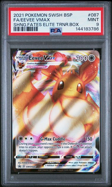 2021 Pokemon Black Star Promo SHNG.FATES ELITE TRNR.BOX #087 FA/Eevee VMAX front
