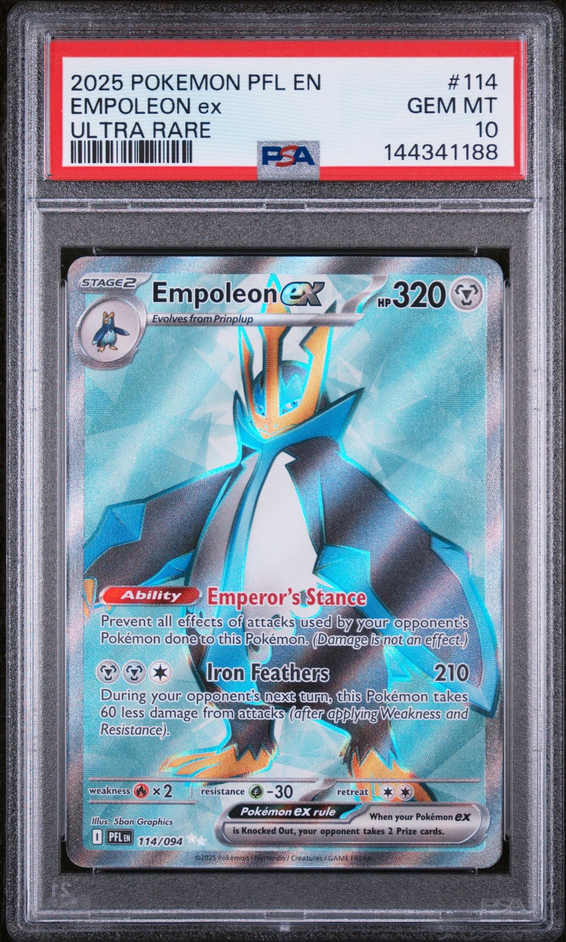 2025 Pokemon POKEMON PFL EN-PHANTASMAL FLAMES ULTRA RARE #114 Empoleon Ex front