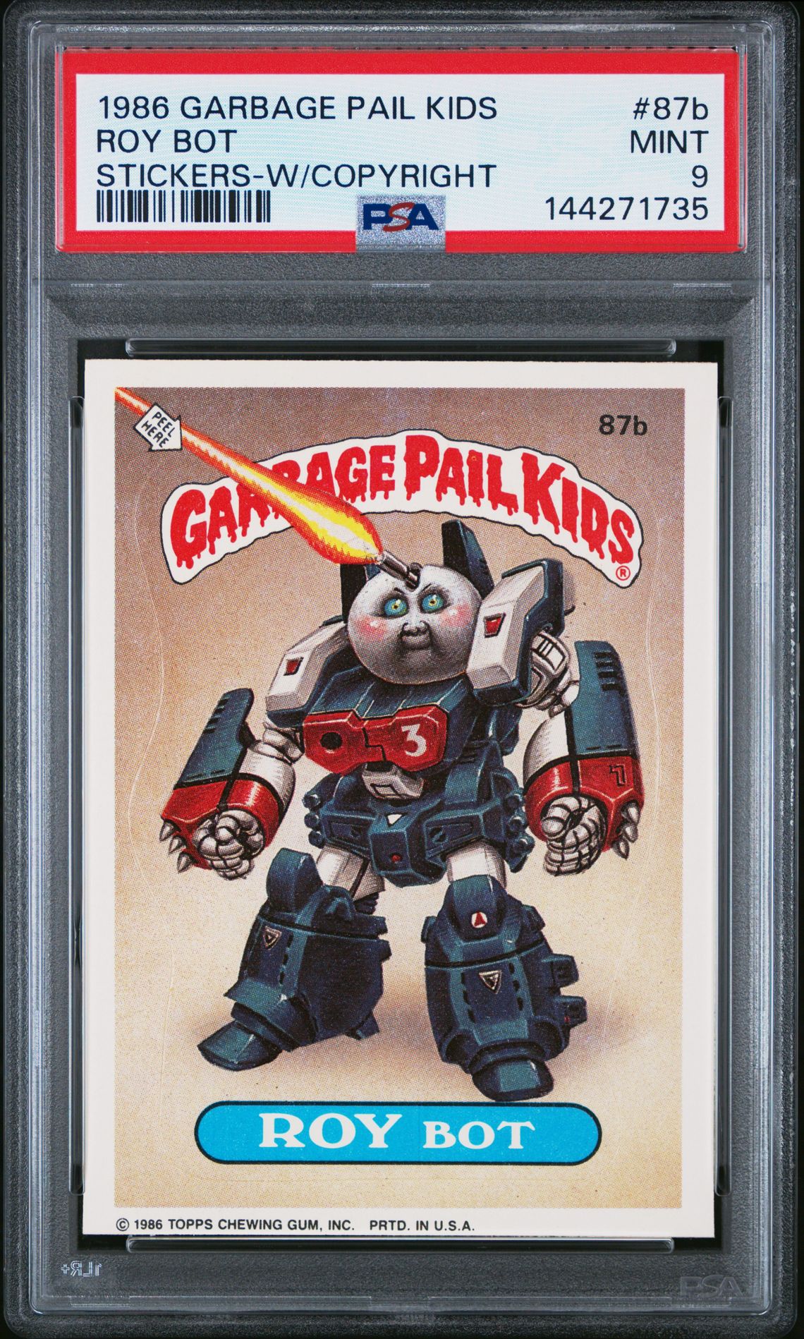 1986 Topps GARBAGE PAIL KIDS STICKERS W/COPYRIGHT #87B Roy Bot front