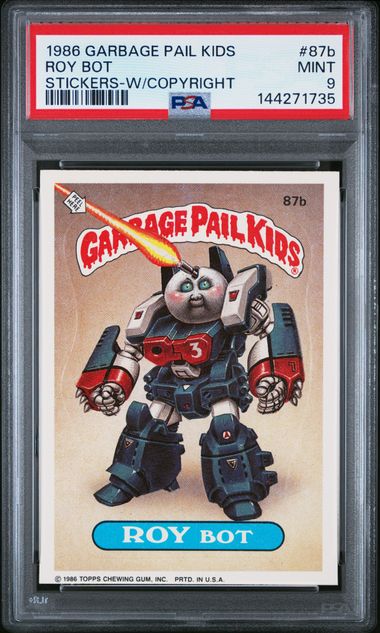 1986 Topps GARBAGE PAIL KIDS STICKERS W/COPYRIGHT #87B Roy Bot front