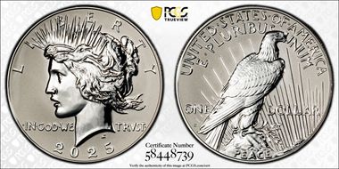 2025-S $1 Peace Dollar Rev PR Two-Coin Reverse Proof Set First Strike PR70