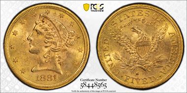 1881-S $5 MS63