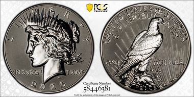 2025-S $1 Peace Dollar Rev PR Two-Coin Reverse Proof Set PR70