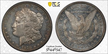 1878 8TF $1 VAM 14.18 Broken 7 MS61DMPL