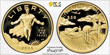 2025-W $50 DC Comics - Superman 1/2oz Au PR70DCAM