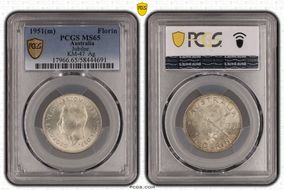 1951(m) Florin Jubilee KM-47  Ag MS65