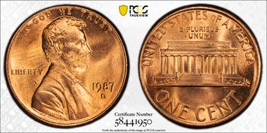 1987-D 1C MS67RD