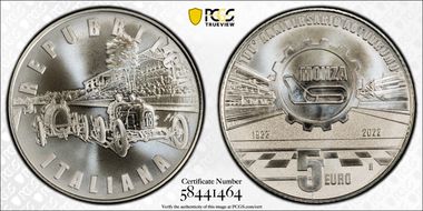 2022-R € 5 Monza Circuit 100th Ann. MS70