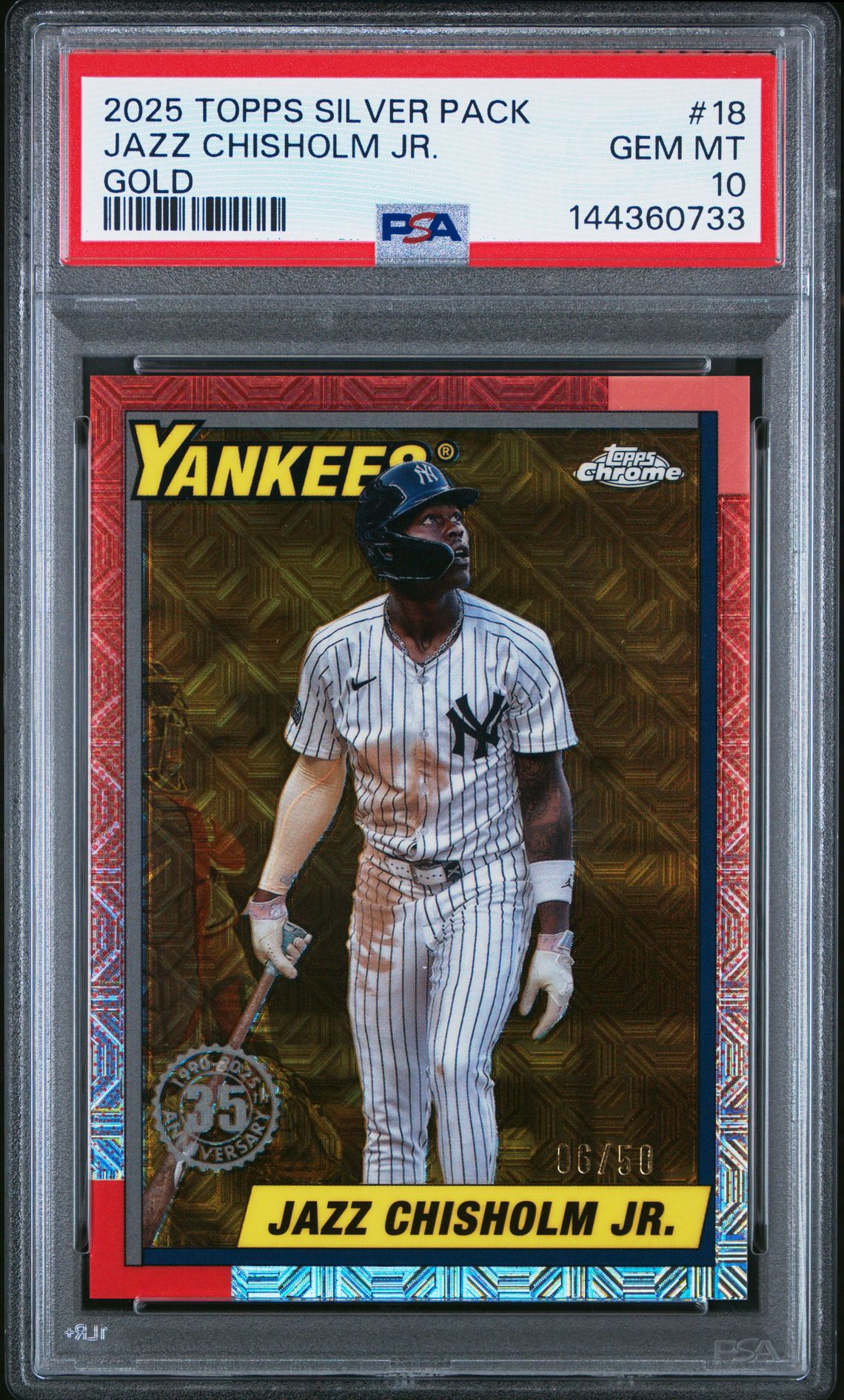 2025 Topps TOPPS SILVER PACK 1990 CHROME PROMO GOLD #18 Jazz Chisholm Jr. front