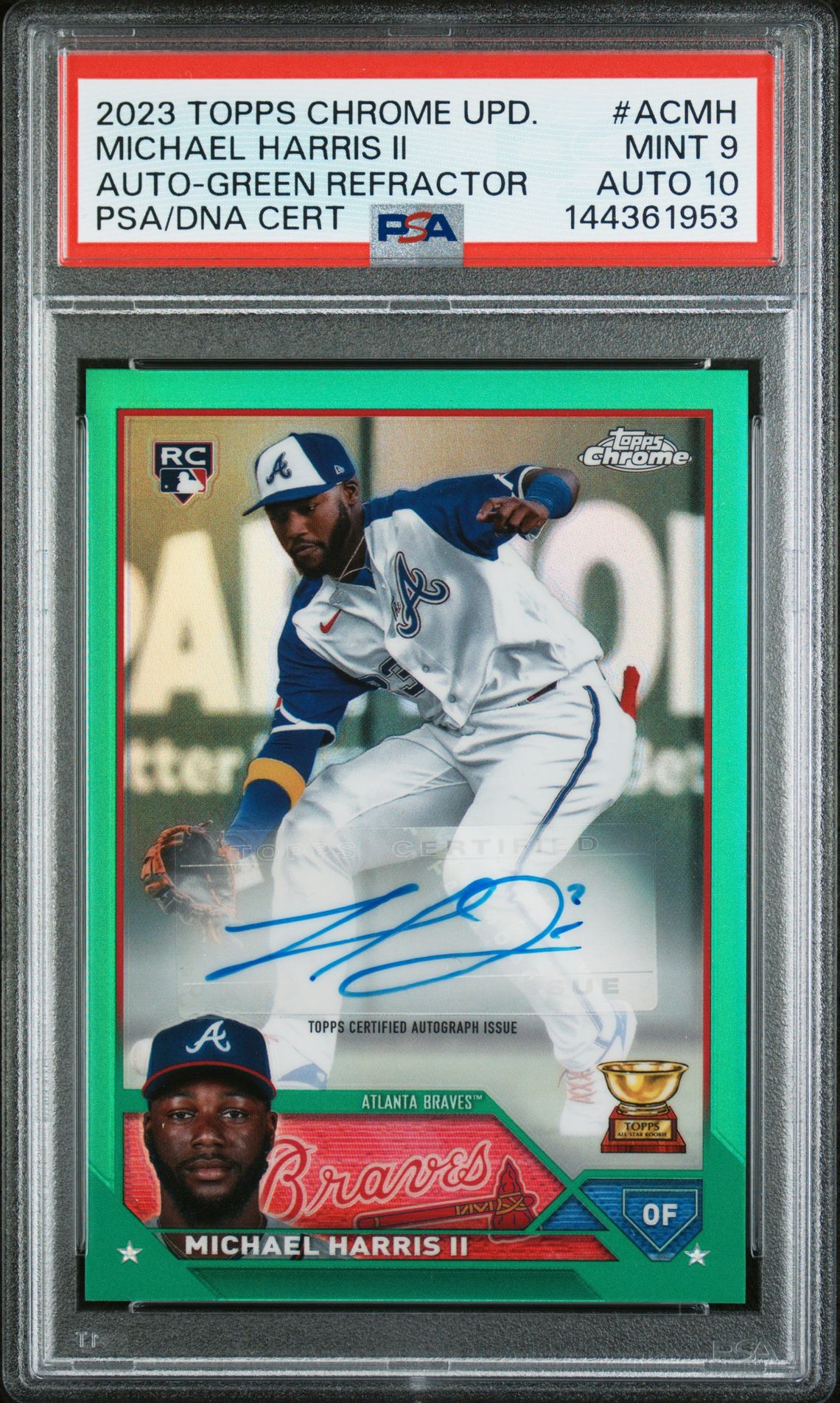 2023 Topps TOPPS CHROME UPDATE AUTOGRAPH GREEN REFRACTORCertificationPrimary Signer (1 Signer)MICHAEL HARRIS II #ACMH Michael Harris Ii front