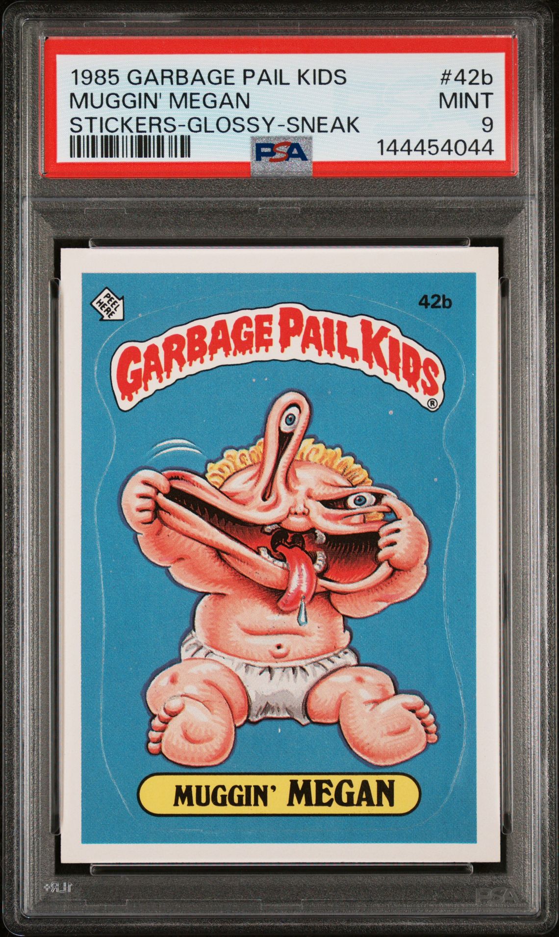 1985 Topps Garbage Pail Kids GLOSSY-SNEAK #42B Muggin' Megan front