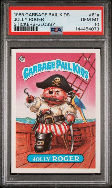 1985 Topps GARBAGE PAIL KIDS STICKERS GLOSSY #61A Jolly Roger front