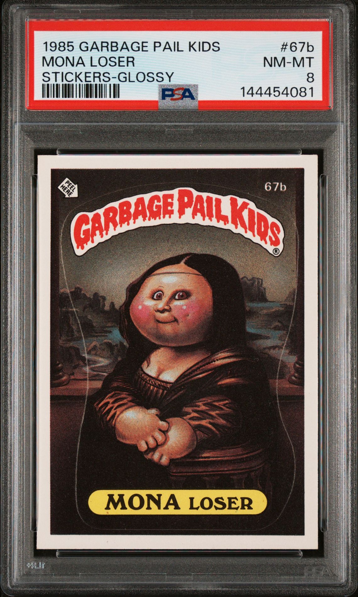 1985 Topps GARBAGE PAIL KIDS STICKERS STICKERS-GLOSSY #67B Mona Loser front