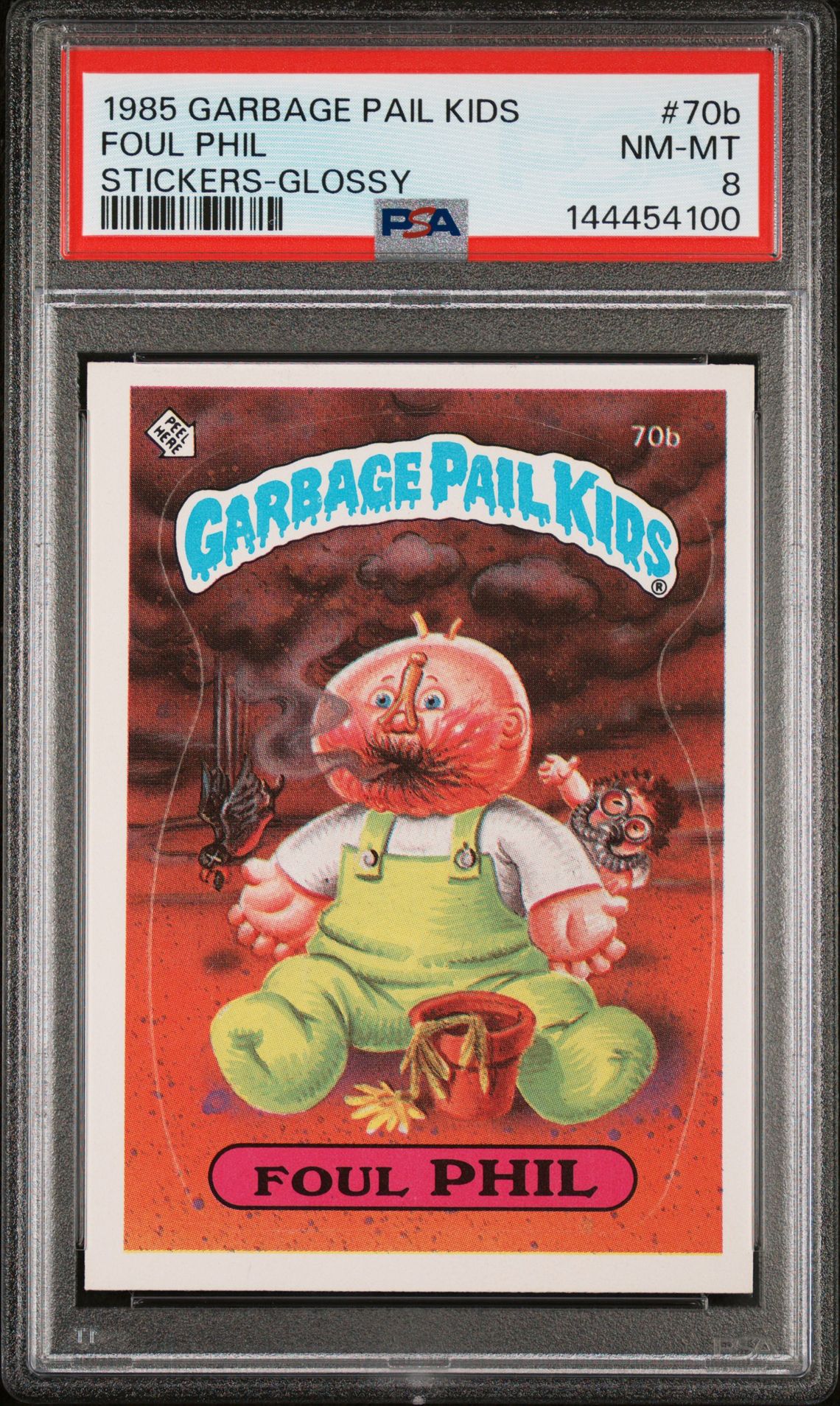 1985 Topps GARBAGE PAIL KIDS STICKERS GLOSSY #70B Foul Phil front