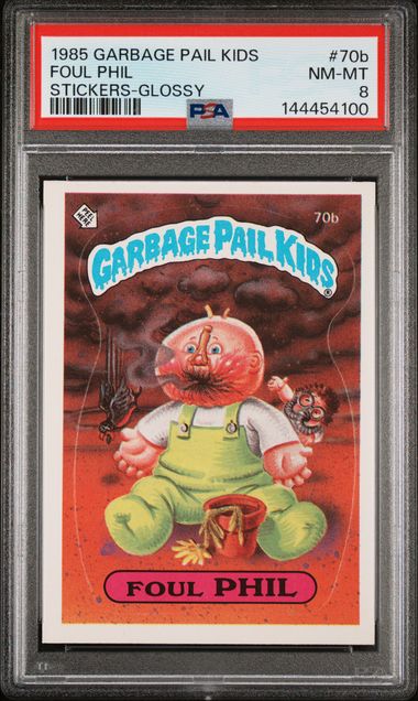 1985 Topps GARBAGE PAIL KIDS STICKERS GLOSSY #70B Foul Phil front