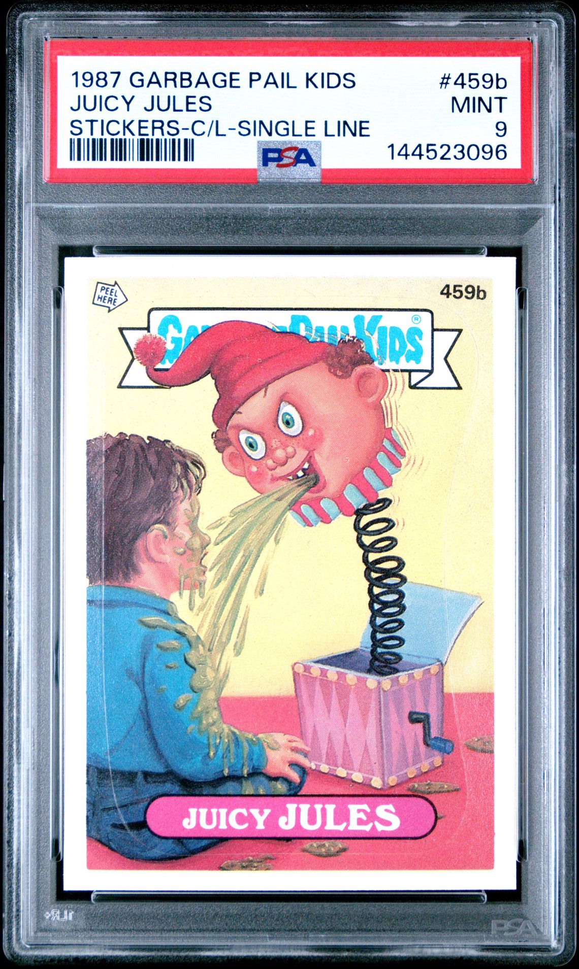 1987 Topps GARBAGE PAIL KIDS STICKERS STICKERS-C/L-SINGLE LINE #459B Juicy Jules front