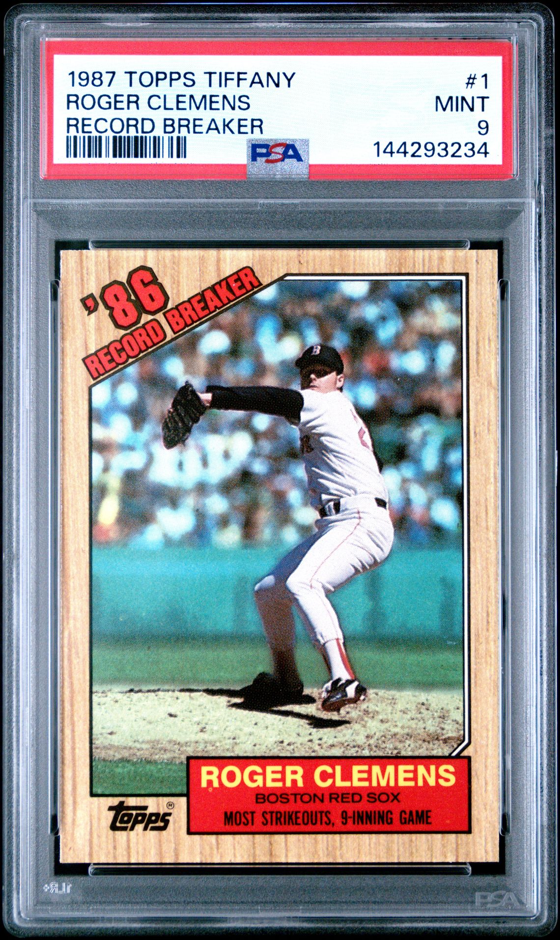 1987 Topps TOPPS TIFFANY RECORD BREAKER #1 Roger Clemens front