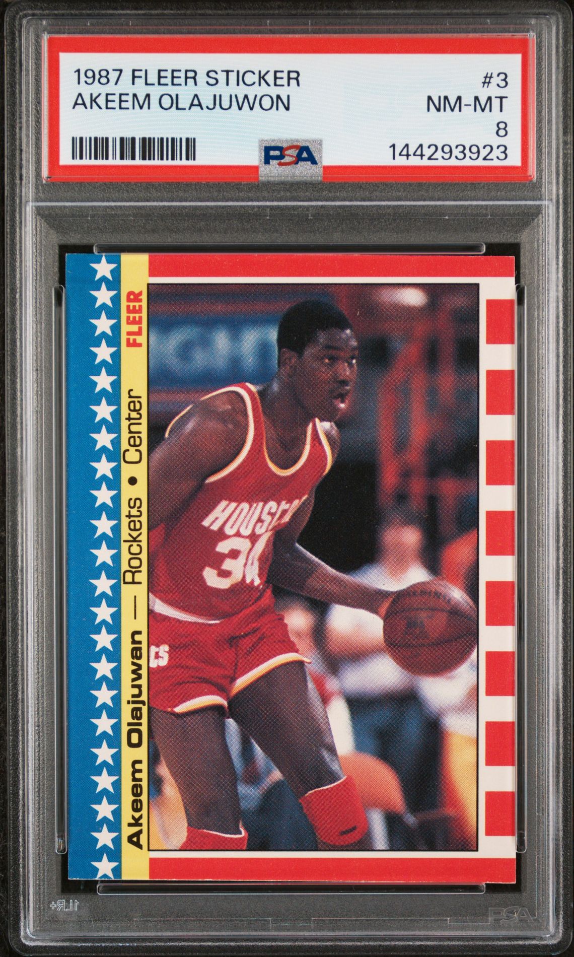 1987 Fleer FLEER STICKER #3 Akeem Olajuwon front