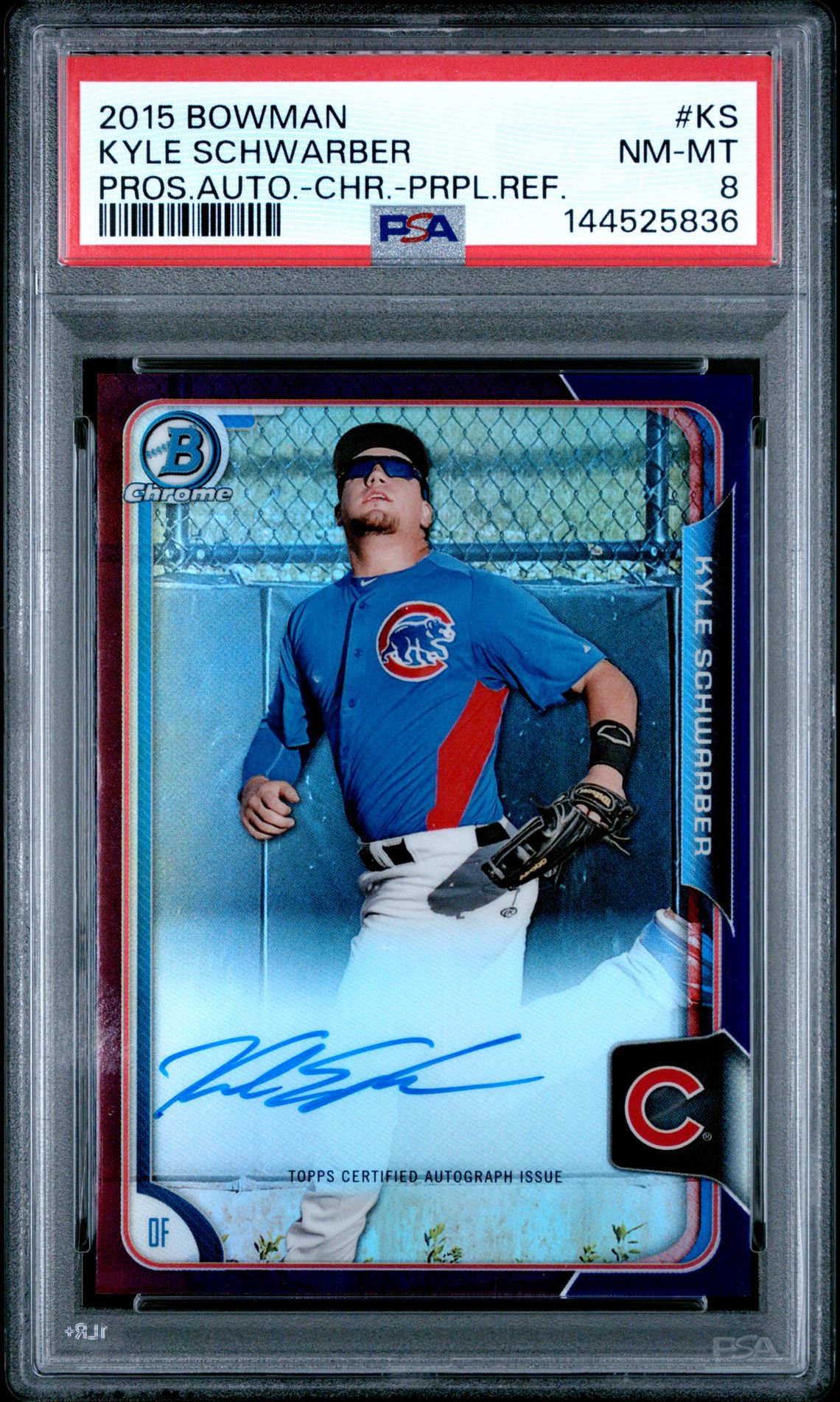 2015 Bowman BOWMAN PROSPECT AUTOGRAPH Purple Refractor #KS Kyle Schwarber front