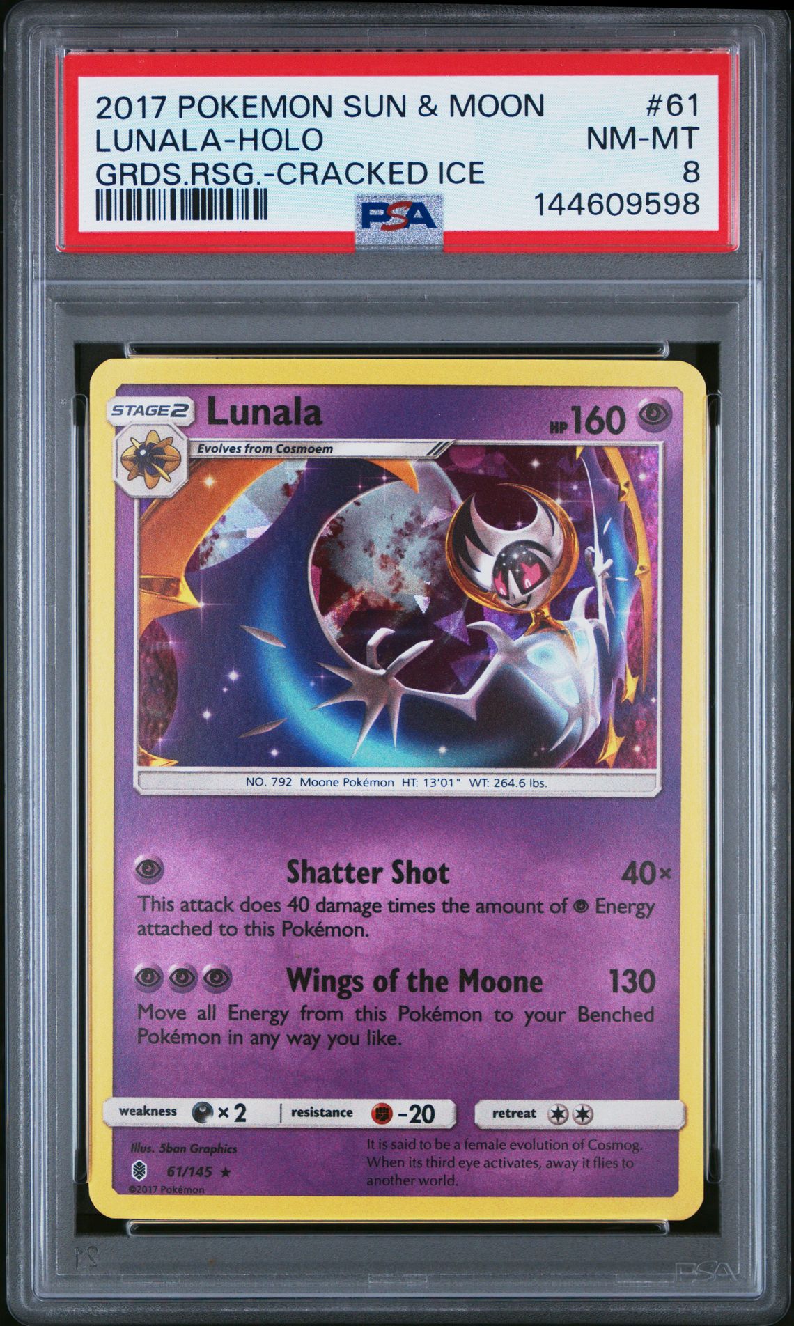 2017 Pokemon POKEMON SUN & MOON GUARDIANS RISING GRDS.RSG.-CRACKED ICE #61 Lunala-Holo front