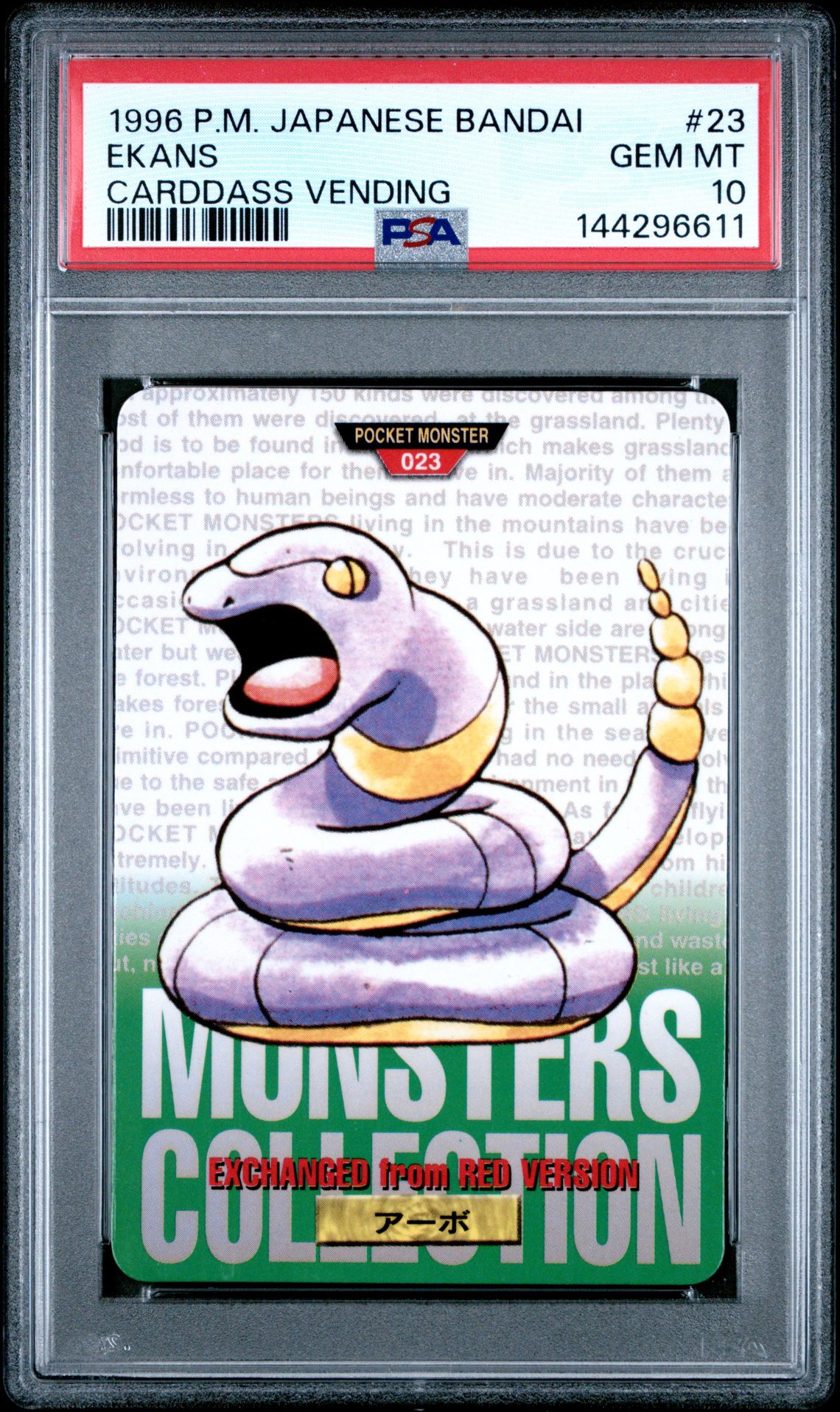 Ekans card, green version, PSA 10