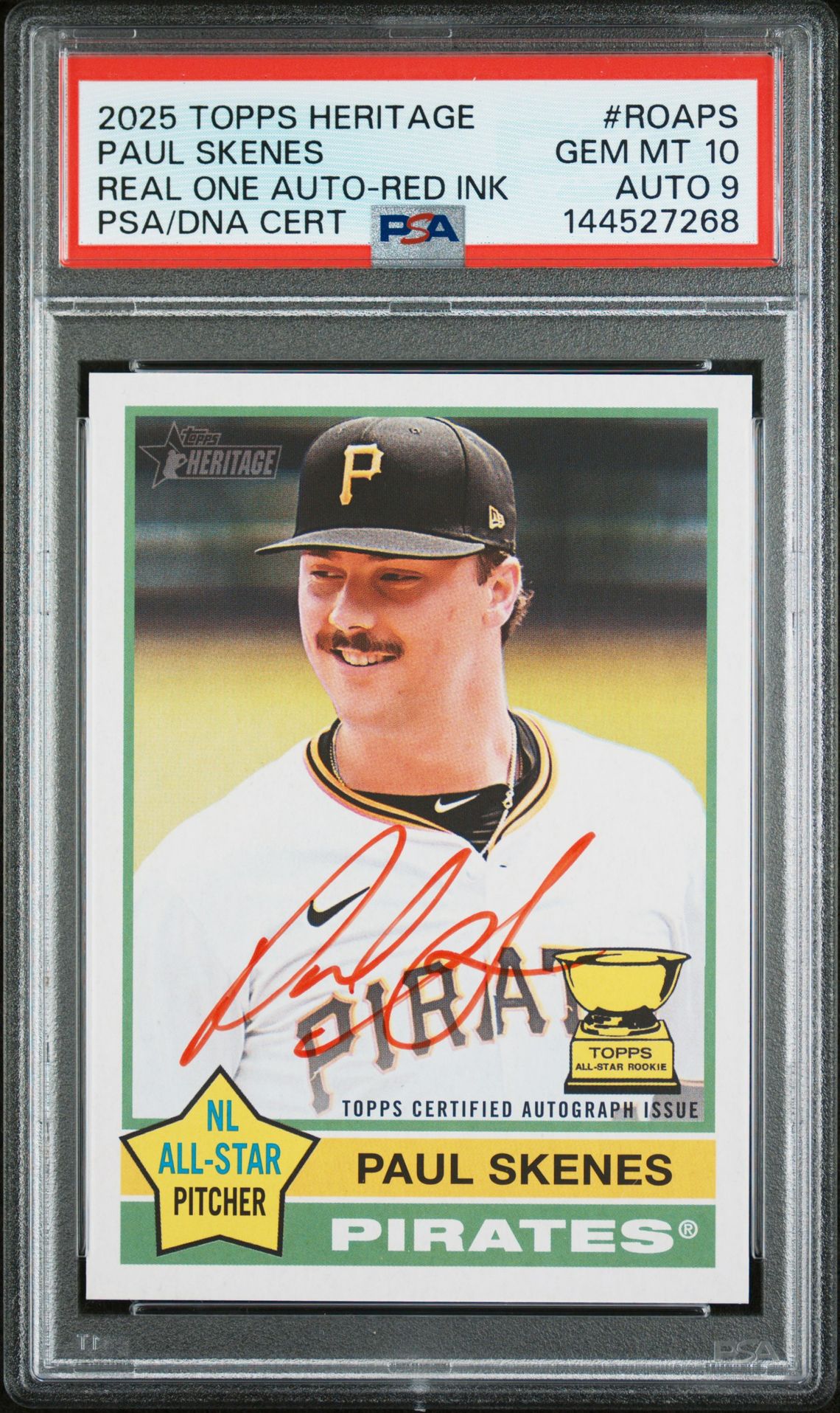 2025 Topps TOPPS HERITAGE REAL ONE AUTOGRAPHS REAL ONE AUTO-RED INK #ROAPS Paul Skenes front