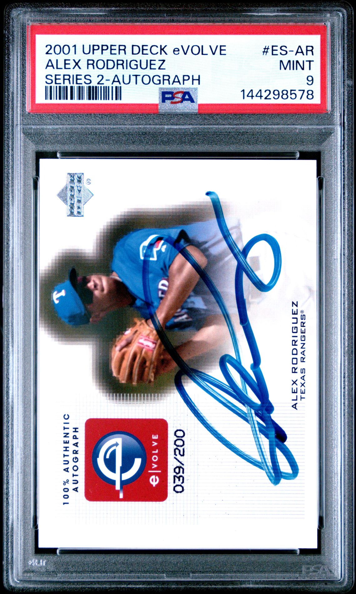 2001 Upper Deck UPPER DECK EVOLVE SERIES 2-AUTOGRAPH #ES-AR Alex Rodriguez front
