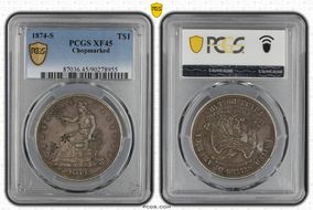 1874-S T$1 Chopmarked XF45