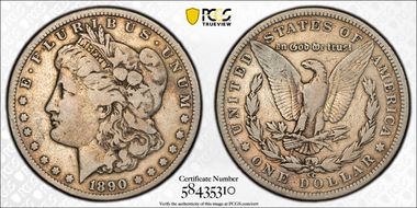 1890-CC $1 VAM 4, Tailbar VG10