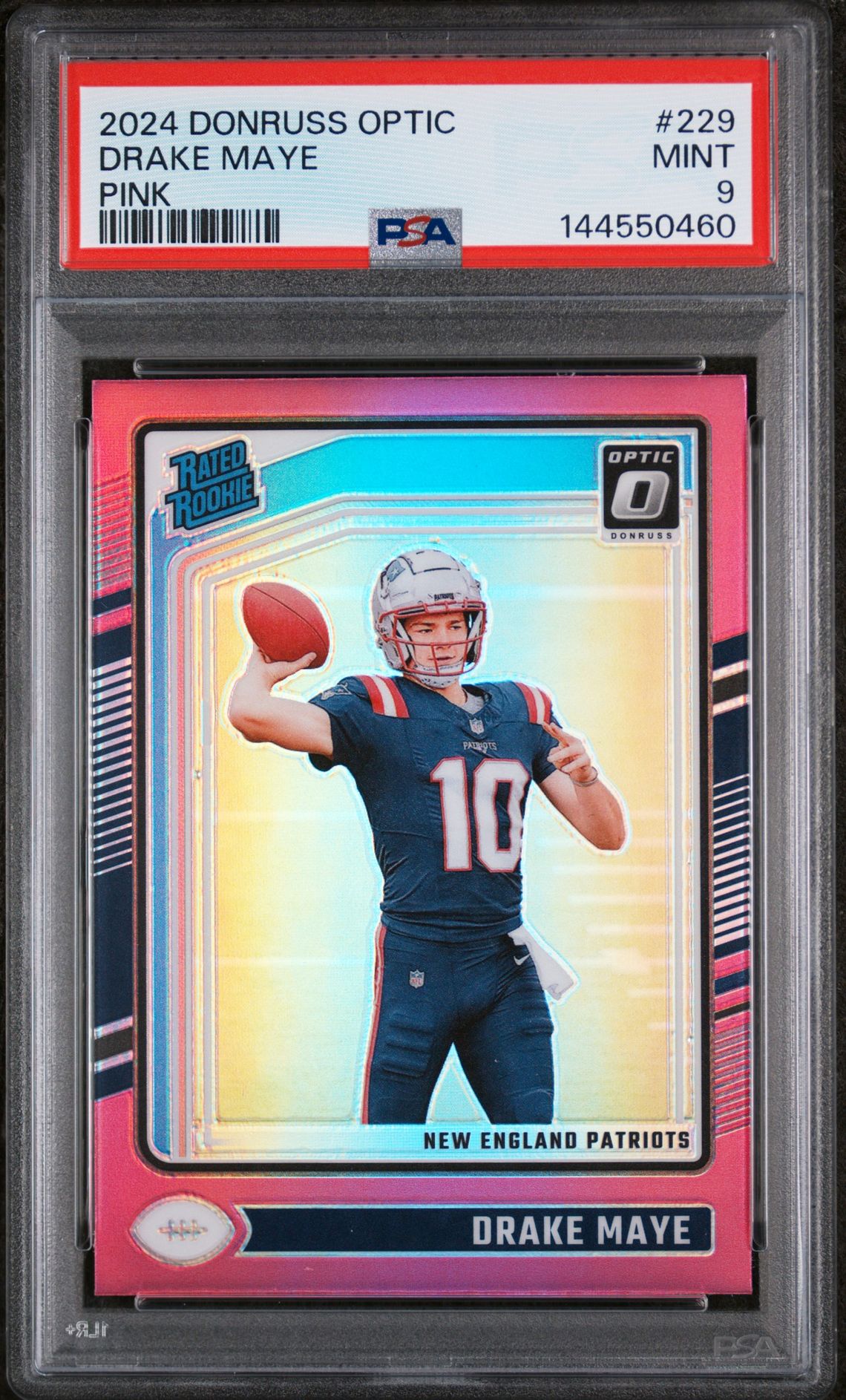 2024 Panini Donruss Optic Drake Maye #229 (Pink) Mint 9 front