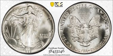 1986 $1 Silver Eagle MS68