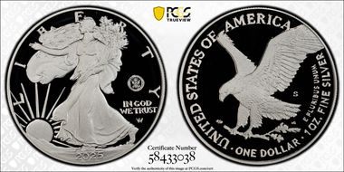 2025-S $1 Silver Eagle w/ U.S. Navy Privy 250th Anniversary PR70DCAM